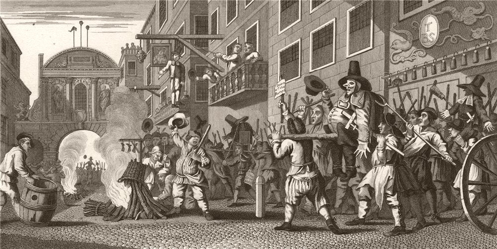 HUDIBRAS. 'The burning of the Rumps at Temple Bar'. After William HOGARTH 1833
